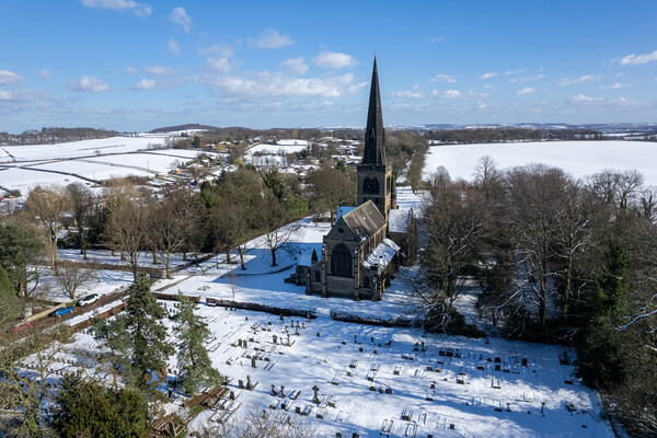 Wentworth Church In The Snow Picture Board by Apollo Aerial Photography