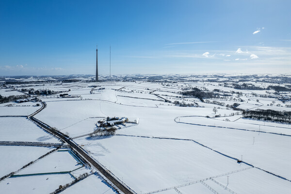 The Emley Moor Heavy Snow Picture Board by Apollo Aerial Photography