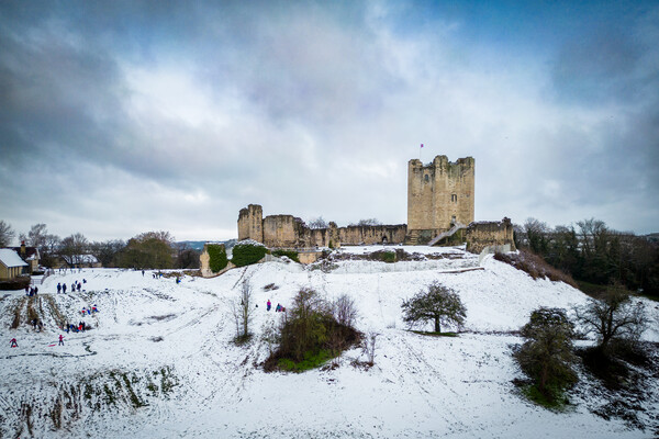 Conisbrough Castle In The Snow Picture Board by Apollo Aerial Photography