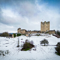 Buy canvas prints of Conisbrough Castle In The Snow by Apollo Aerial Photography
