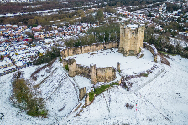 Conisbrough Castle Snow  Picture Board by Apollo Aerial Photography