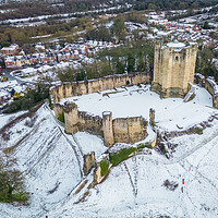 Buy canvas prints of Conisbrough Castle Snow  by Apollo Aerial Photography