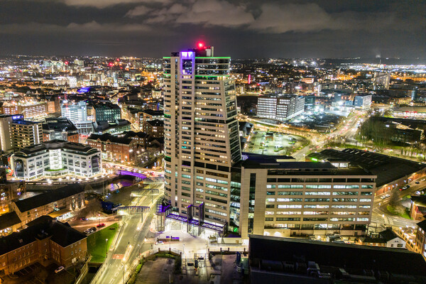Bridgewater Place at Night Picture Board by Apollo Aerial Photography