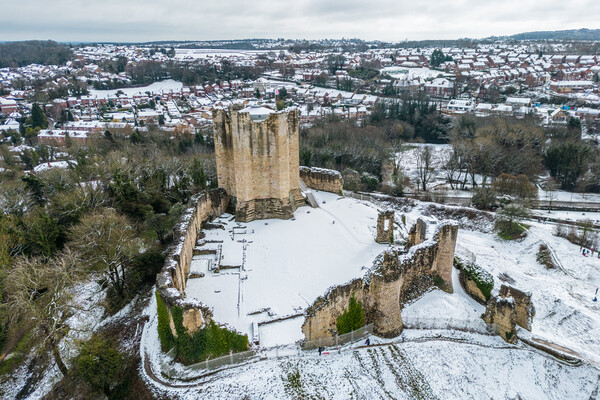 Conisbrough Castle Snow Picture Board by Apollo Aerial Photography