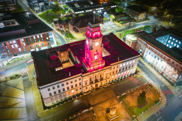 Barnsley Town Hall building Picture Board by Apollo Aerial Photography