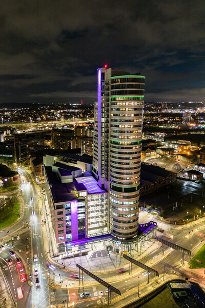 Bridgewater Place Night Picture Board by Apollo Aerial Photography
