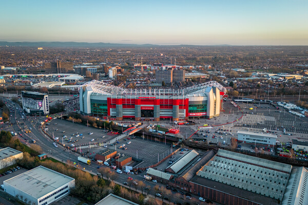 Old Trafford Sunset Picture Board by Apollo Aerial Photography