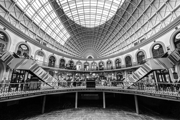 Leeds Corn Exchange Black and White Picture Board by Apollo Aerial Photography