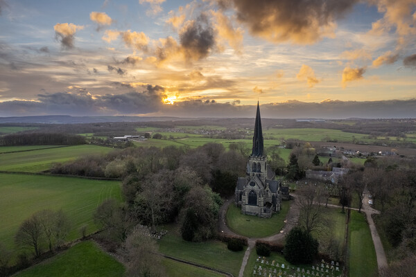 Wentworth Church Rotherham Sunset Picture Board by Apollo Aerial Photography