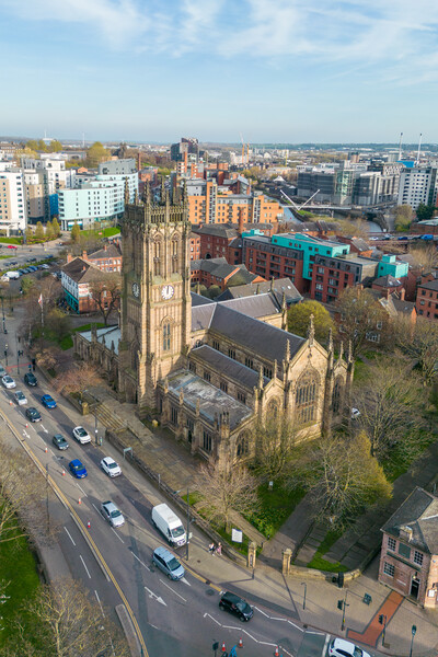 Leeds Cathedral Picture Board by Apollo Aerial Photography