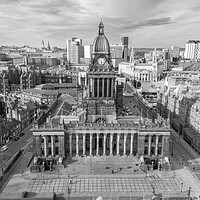 Buy canvas prints of Leeds Town Hall Black and White by Apollo Aerial Photography