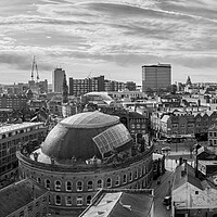 Buy canvas prints of Leeds Panorama Black and White  by Apollo Aerial Photography