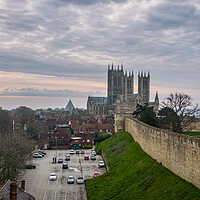 Buy canvas prints of Lincoln Cathedral and Castle Walls by Apollo Aerial Photography