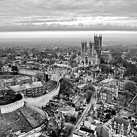 Buy canvas prints of Lincoln Cathedral Black and White by Apollo Aerial Photography