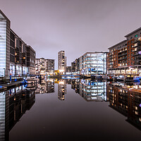 Buy canvas prints of Leeds Dock at Night by Apollo Aerial Photography
