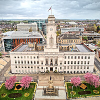 Buy canvas prints of Barnsley Town Hall Blossom by Apollo Aerial Photography