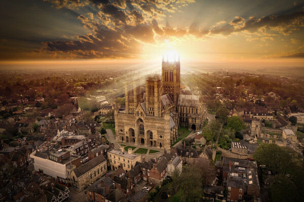 Lincoln Cathedral Sunrise Picture Board by Apollo Aerial Photography