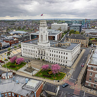 Buy canvas prints of Barnsley Town Hall Spring Blossom by Apollo Aerial Photography