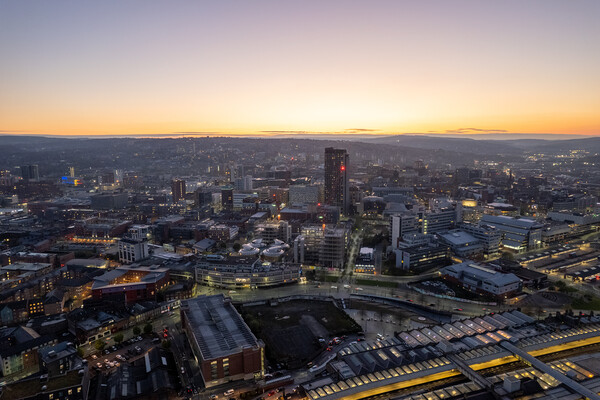 Sheffield City Twilight Picture Board by Apollo Aerial Photography