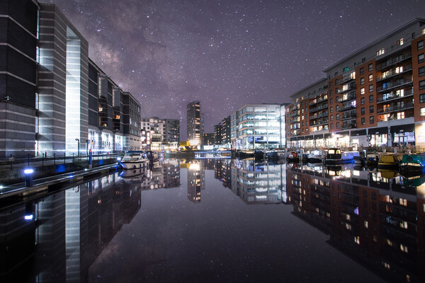 Leeds Dock Starry Night Picture Board by Apollo Aerial Photography