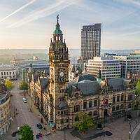 Buy canvas prints of Sheffield Town Hall Sunrise by Apollo Aerial Photography