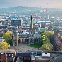 Buy canvas prints of Sheffield Cathedral Sunrise by Apollo Aerial Photography