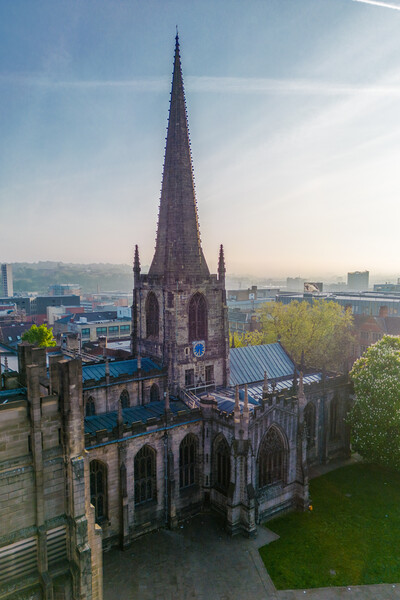 Sheffield Cathedral Sunrise Picture Board by Apollo Aerial Photography
