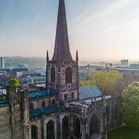 Buy canvas prints of Sheffield Cathedral Sunrise by Apollo Aerial Photography