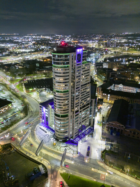 Leeds at Night Picture Board by Apollo Aerial Photography