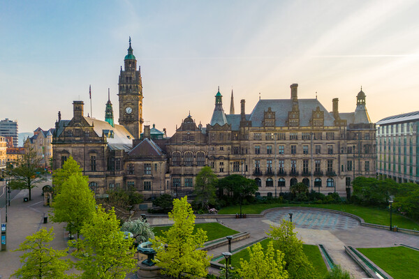 Sheffield Town Hall and Peace Gardens Picture Board by Apollo Aerial Photography