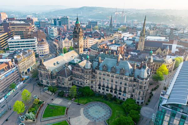Sheffield Town Hall From The Air Picture Board by Apollo Aerial Photography