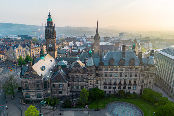 Sheffield Town Hall Picture Board by Apollo Aerial Photography