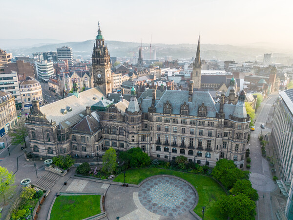 Sheffield Town Hall and Peace Gardens Picture Board by Apollo Aerial Photography