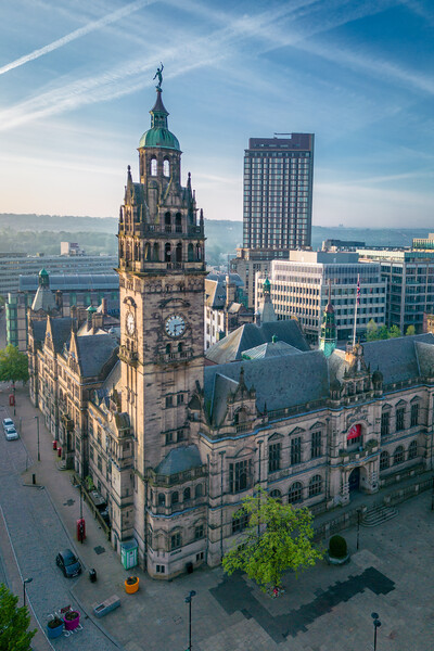 Sheffield Town Hall Clock Tower Picture Board by Apollo Aerial Photography