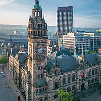 Buy canvas prints of Sheffield Town Hall Clock Tower by Apollo Aerial Photography