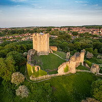 Buy canvas prints of Conisbrough Castle Last Light by Apollo Aerial Photography