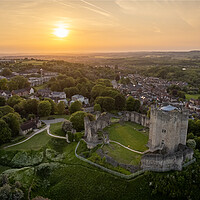 Buy canvas prints of Conisbrough Castle Sunset by Apollo Aerial Photography