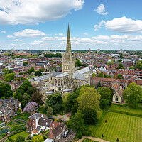 Buy canvas prints of Norwich Cathedral Aerial View by Apollo Aerial Photography