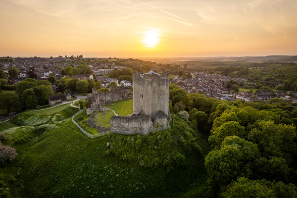 Conisbrough Castle Sunset Picture Board by Apollo Aerial Photography