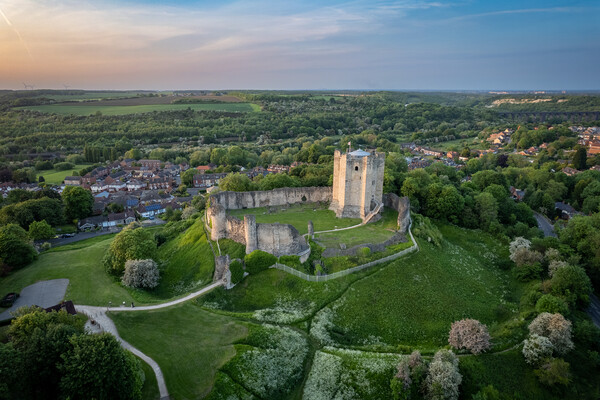 Conisbrough Castle Sunset Picture Board by Apollo Aerial Photography
