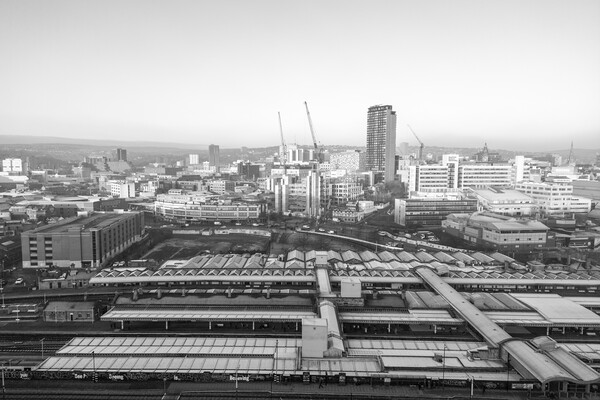Sheffield Skyline Black and White Picture Board by Apollo Aerial Photography