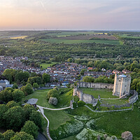 Buy canvas prints of Conisbrough Castle Sunset by Apollo Aerial Photography