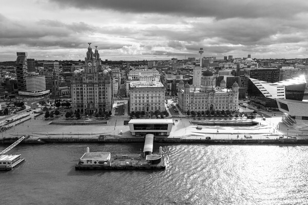 Liverpool Waterfront Mono Picture Board by Apollo Aerial Photography