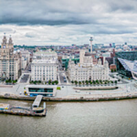 Buy canvas prints of Liverpool Waterfront Aerial Panorama by Apollo Aerial Photography
