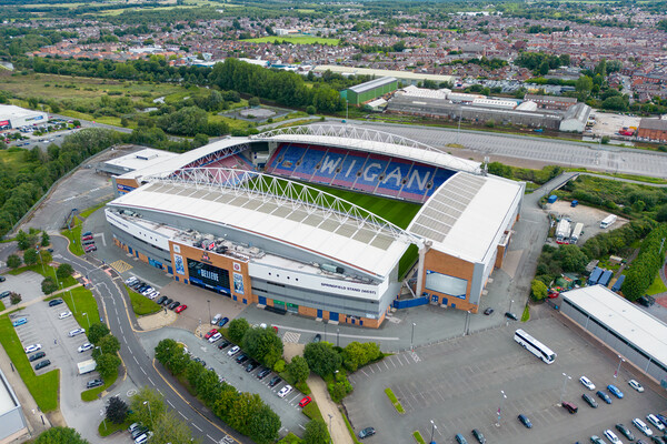 The DW Stadium Wigan Picture Board by Apollo Aerial Photography