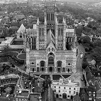 Buy canvas prints of Lincoln Cathedral Black and White by Apollo Aerial Photography