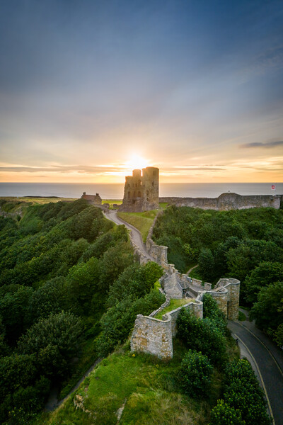 Sunrise at Scarborough Castle Picture Board by Apollo Aerial Photography