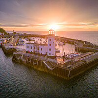 Buy canvas prints of Scarborough Lighthouse Sunrise by Apollo Aerial Photography