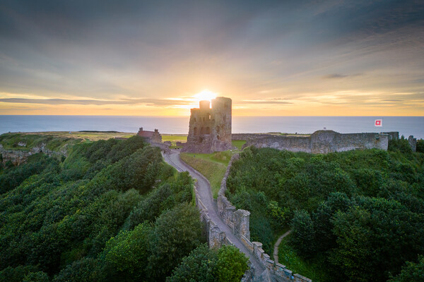 Scarborough Castle Sunrise Picture Board by Apollo Aerial Photography