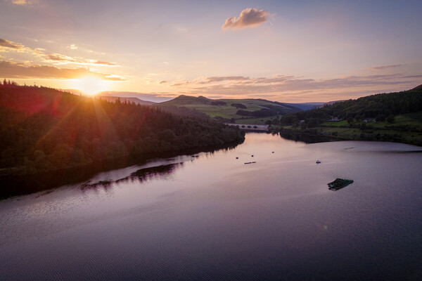 Ladybower Reservoir at Sunset Picture Board by Apollo Aerial Photography